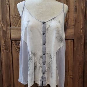 Gentle Fawn Spaghetti Strap Grey and White Flowy Top Sz S